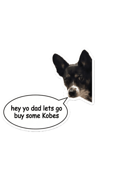 Chipper the dog saying: hey yo dad lets go buy some Kobes